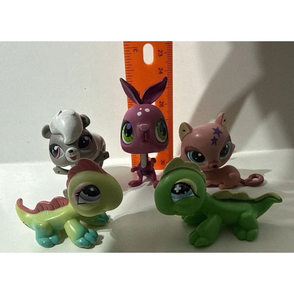 Hasbro Littlest Pet Shop LPS 5 Pcs‎ Mixed LOT  Pink Kangaroo Cat Green Lizard